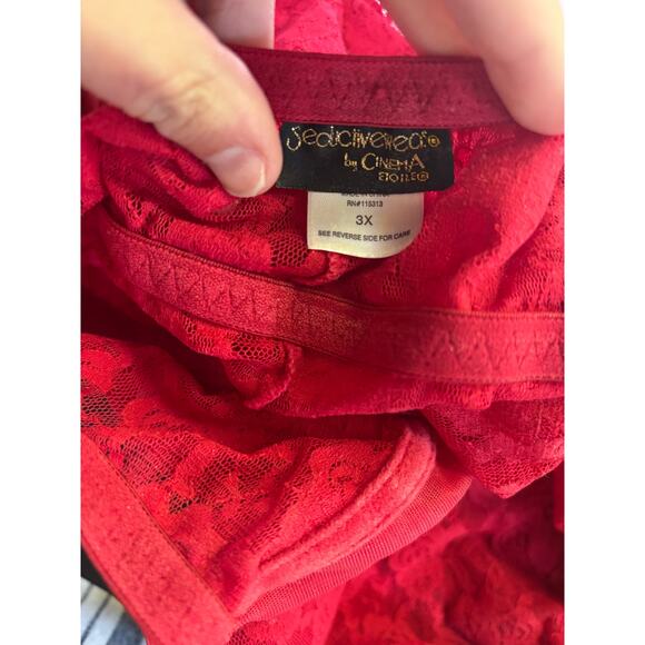 Seductive Wear by Cinema Etoile 3X Red Lace Slip Baby Doll - Picture 5 of 5